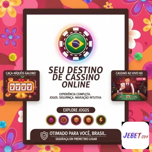 Aplicativo jebet destacando funcionalidades para jogos mobile.