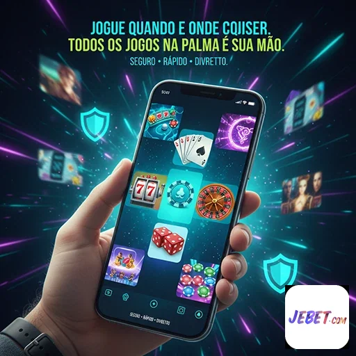 Usuário acessa rapidamente o cassino jebet pelo celular.