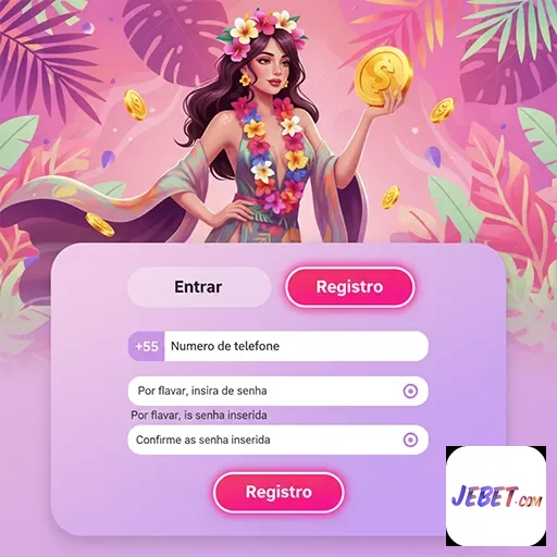 Interface de registro da jebet com foco na usabilidade.