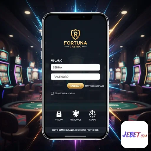 Tela de login do jebet mostrando acesso a jogos VIP.