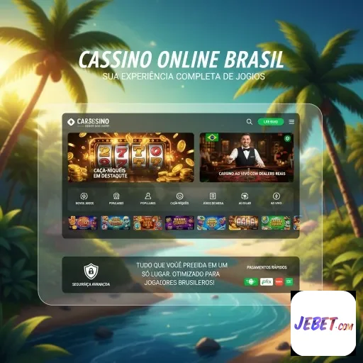 Tela de cassino online da jebet com caça-níqueis em destaque.