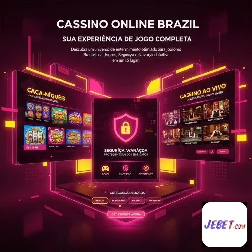 Interface visual de jogos online no jebet com slots e cassinos ao vivo.