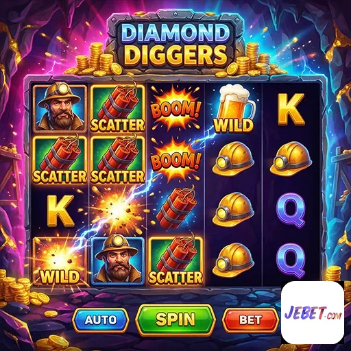 Tela do jogo Diamond Diggers na plataforma jebet.