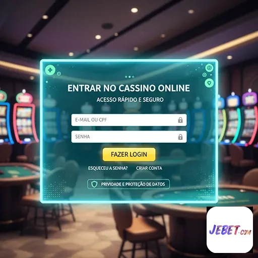 Tela de login do site jebet para cassino online.