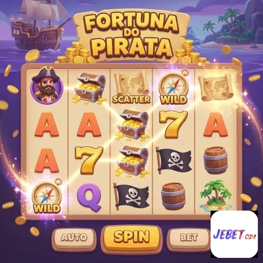 Tela do jogo 'Fortuna do Pirata' na plataforma jebet.