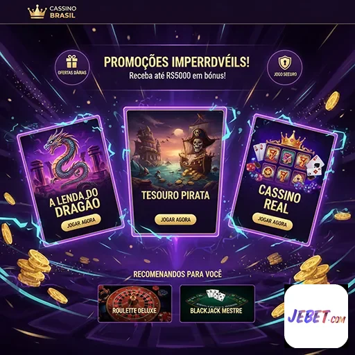Slots premium da jebet incluem A Lenda do Dragão e Tesouro Pirata.