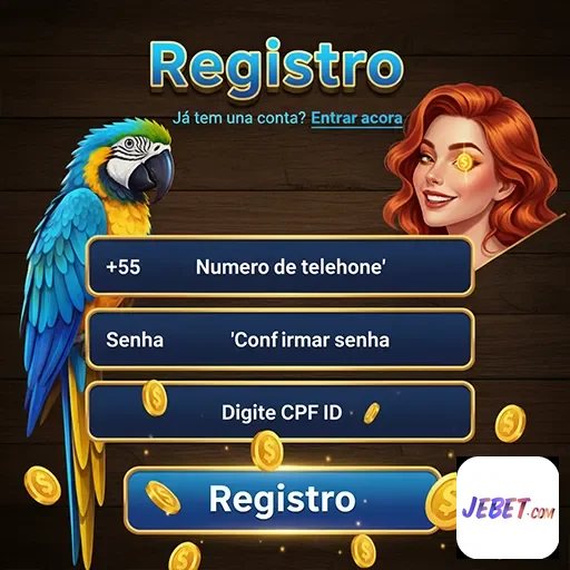 Tela de registro da jebet com campos para CPF e telefone.